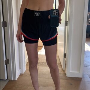 P.E Nation Black Shorts with Red and Blue Accents worn once